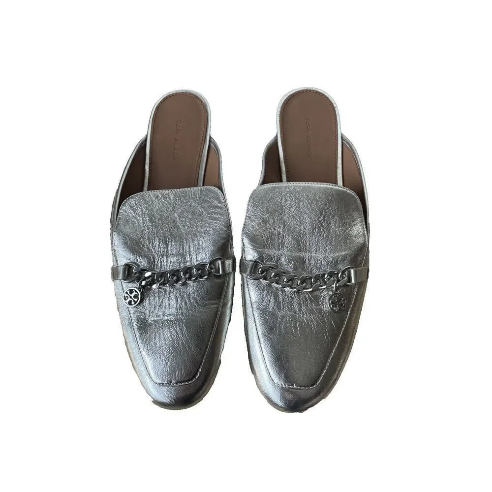 TORY BURCH MINI BENTON LEATHER LOAFER SLIDE IN SPARK GOLD US 10.5